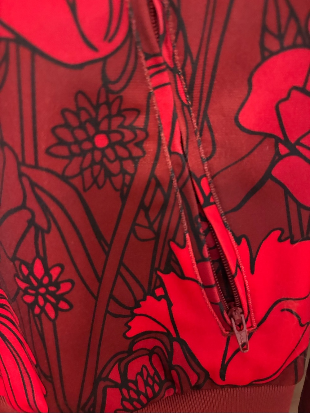 Adidas firebird Women’s Red Floral rose Track Jacket, XS. EUC. - Picture 3 of 5